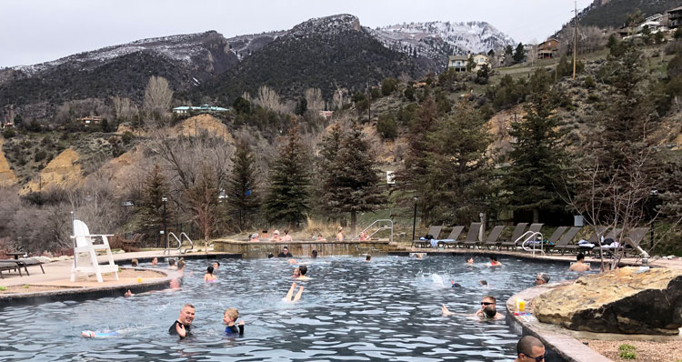 iron mountain hot springs in glenwood springs on a winter day
