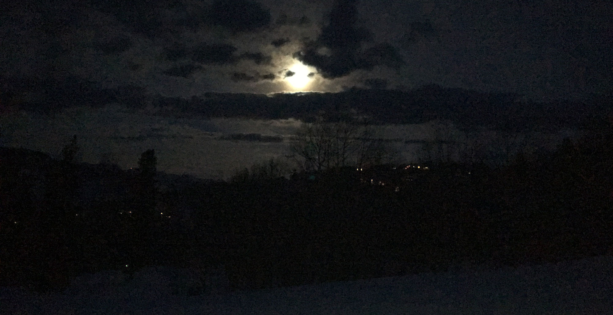 Full moon showshoe to dinner at Zach's Cabin.