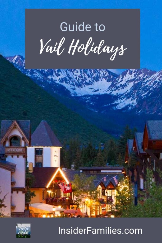 The holidays in Vail are a special time with twinkling lights on snow covered pine trees, epic skiing and lots of fun holiday events. #Vail