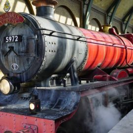 Ride the ride the Hogwarts Express between Universal Studios Florida and Islands of Adventure.