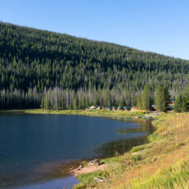 Cabins dot the shore of Piney Lake Vail.