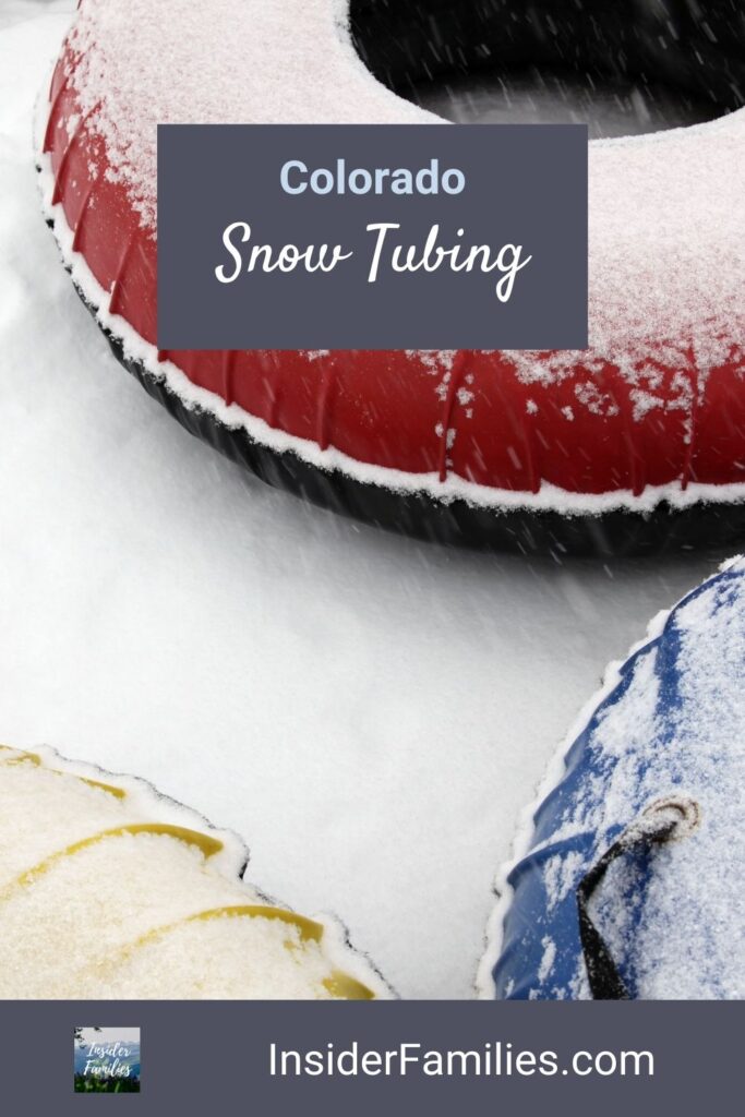 snow on tubes at a Colorado snow tubing hill